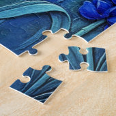 Puzzle Papillons Bleus avec des Fleurs Bleues, (Côté)