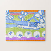 Puzzle Papillons Bleus Entourant Fille Glamour (Horizontal)