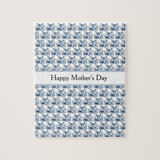 Puzzle Papillons dans Delft Blue, personnalisable (Vertical)