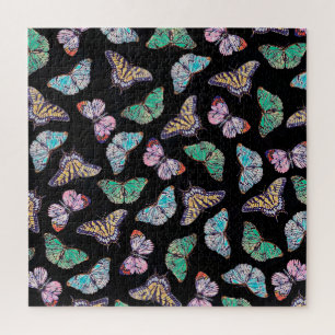 Puzzle Papillons d'aquarelle couleur noire