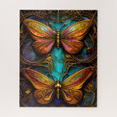 Puzzle Papillons de bronze sur Aqua Blue (Vertical)