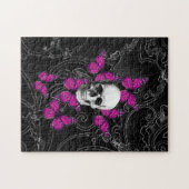 Puzzle Papillons de crâne et de roses indien d'imaginaire (Horizontal)