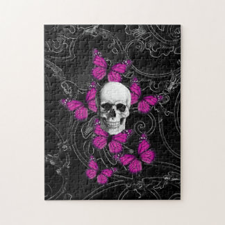 Puzzle Papillons de crâne et de roses indien d'imaginaire
