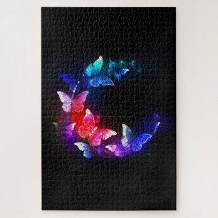 Puzzle Papillons de nuit Neon brillants sur arrière - pla