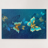Puzzle Papillons d'or sur un Arrière - plan bleu (Horizontal)