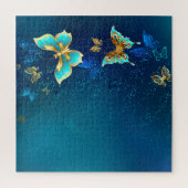 Puzzle Papillons d'or sur un Arrière - plan bleu (Vertical)
