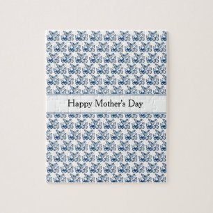 Puzzle Papillons en bleu de Delft, personnalisables