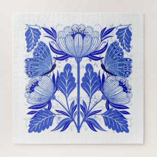 Puzzle Papillons & Fleurs : Illustration Vintage