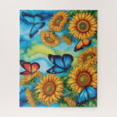 Puzzle Papillons Mignons Avec Tournesols (Vertical)
