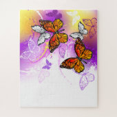 Puzzle Papillons Monarque sur Arrière - plan pourpre (Vertical)