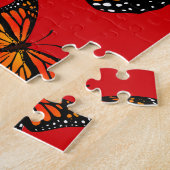 Puzzle Papillons Monarque sur rouge (Côté)
