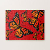 Puzzle Papillons Monarque sur rouge (Horizontal)