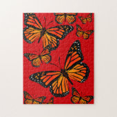Puzzle Papillons Monarque sur rouge (Vertical)