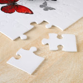 Puzzle Papillons Morpho Noirs et Rouges en Vol (Côté)