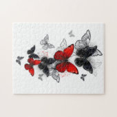 Puzzle Papillons noirs et rouges volants (Horizontal)
