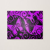 Puzzle Papillons, pourpre et noir de Yin Yang (Horizontal)