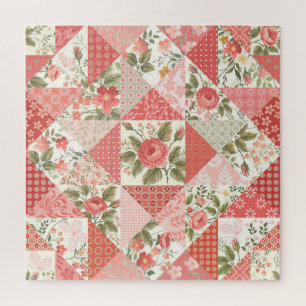 Puzzle Papillons rose Patchwork sans couture