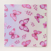 Puzzle Papillons roses et motif de fleurs (Horizontal)