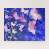 Puzzle Papillons roses volant dans la nuit bleue - Dessin (Horizontal)
