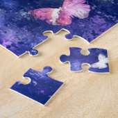 Puzzle Papillons roses volant dans la nuit bleue - Dessin (Côté)