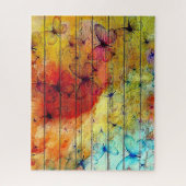 Puzzle Papillons sur un bois rustique coloré (Vertical)