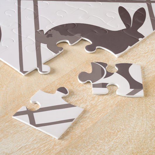 Puzzle Pâques carreaux marron (Côté)