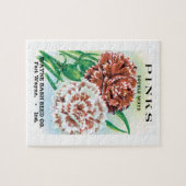 Puzzle Paquet de semences vintage, Fleurs d'oeillets rose (Horizontal)