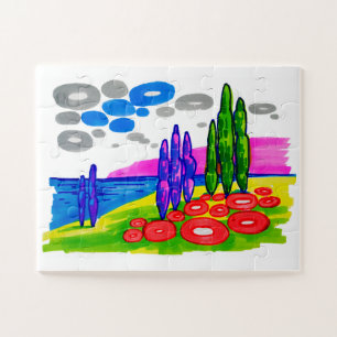 Puzzle Paradis Pop Art – Paysage Graphique Audacieux