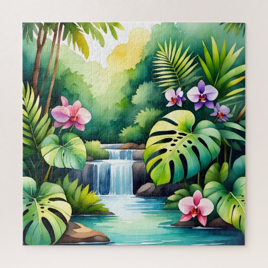 Puzzle Paradis tropical de la cascade de la jungle et de (Vertical)