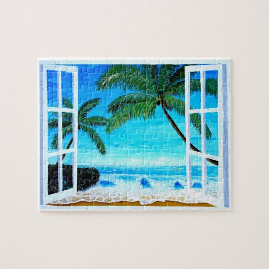 Puzzle Paradise Beach Window - Caribbean Hideaway (Horizontal)