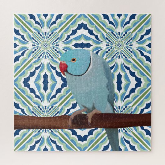 Puzzle Parakeet Blue Indian Ringneck (Vertical)