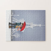 Puzzle Parapluie Rouge À Paris Couple Valentines (Horizontal)