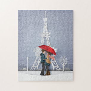 Puzzle Parapluie Rouge À Paris Couple Valentines