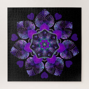 Puzzle Parapluie violet & coeurs .7