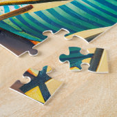Puzzle Parapluies de plage d'été, planche de surf et arbr (Côté)