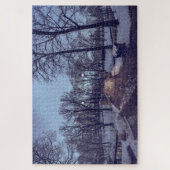 Puzzle Parc de la ville enneigée en hiver le soir (Vertical)