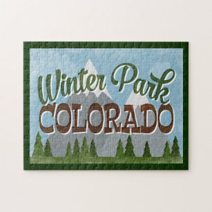 Puzzle Parc d'hiver Colorado Amusants Rétro Montagnes ne