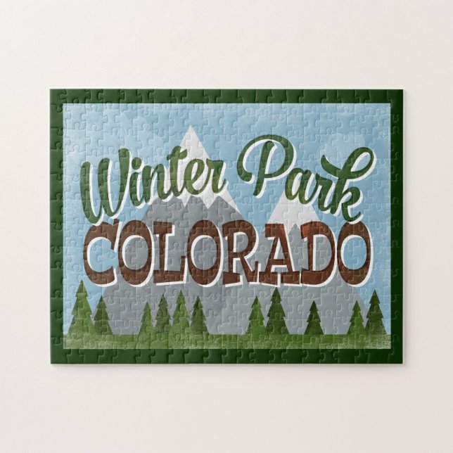 Puzzle Parc d'hiver Colorado Amusants Rétro Montagnes nei (Horizontal)