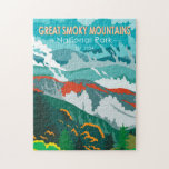 Puzzle Parc national des Great Smoky Mountains Vintage<br><div class="desc">Grande Smoky Mountains oeuvre vectorielle dans un design de style fenêtre. Le parc comprend des forêts luxuriantes et une abondance de fleurs sauvages qui fleurissent toute l'année.</div>