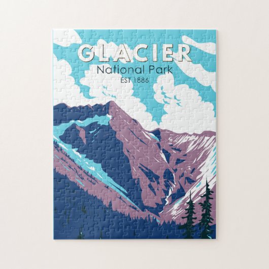 Puzzle Parc national du Glacier Canada Tourisme Vintage (Vertical)