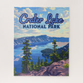Puzzle Parc national du lac Crater Oregon Retro (Vertical)