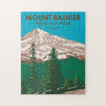 Puzzle Parc national du Mont Rainier Washington Vintage<br><div class="desc">Conception de l'illustration vectorielle de Mount Rainier. Le parc est entouré de vallées,  de cascades et de prairies subalpines.</div>