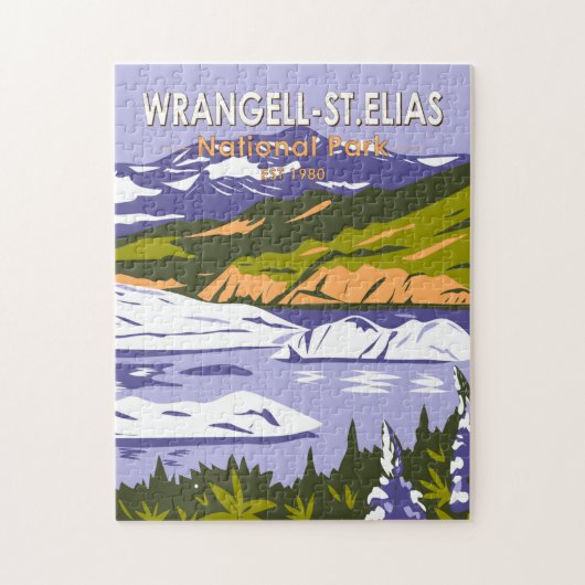 Puzzle Parc national Wrangell St Elias Nizina Lake Alaska (Vertical)