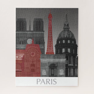 Puzzle Paris Elevages par nuit - Rouge