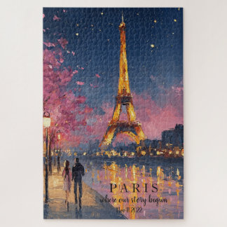 Puzzle Paris Nuit Personnalisé | Citation Personnalisée