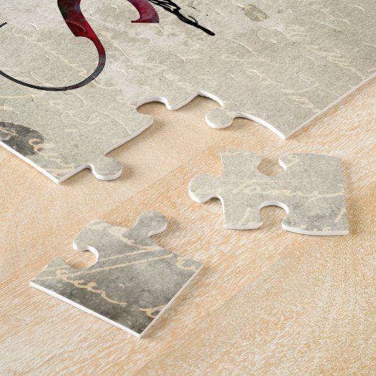 Puzzle Paris, Tour Eiffel et Ballons du Coeur Rouge Scrip (Côté)