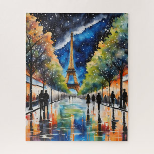 Puzzle PARIS un jour de pluie. Tour Eiffel, Nuit étoilée