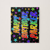 Puzzle "PARKER" Prénom, Amusant "HEUREUX ANNIVERSAIRE" (Vertical)