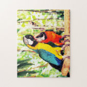 Puzzle Parroses exotiques bleues et rouges (Vertical)