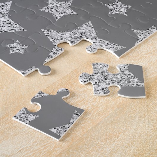 Puzzle Parties scintillant argent scintille Étoiles motif (Côté)